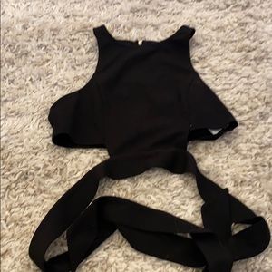 Cutout Crop Top with Tie